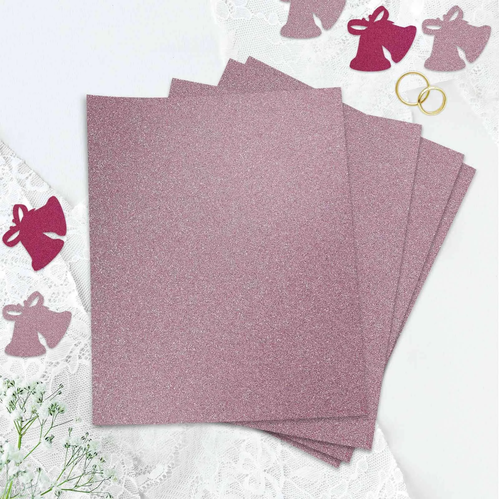 10 Pack Pink Self-Adhesive Glitter DIY Craft Foam Sheets - 12"x10"