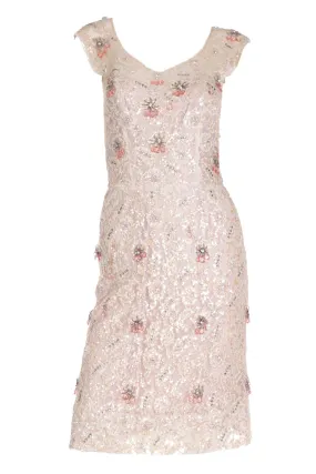 1950s Karen Stark for Harvey Berin Beaded Lace Dress