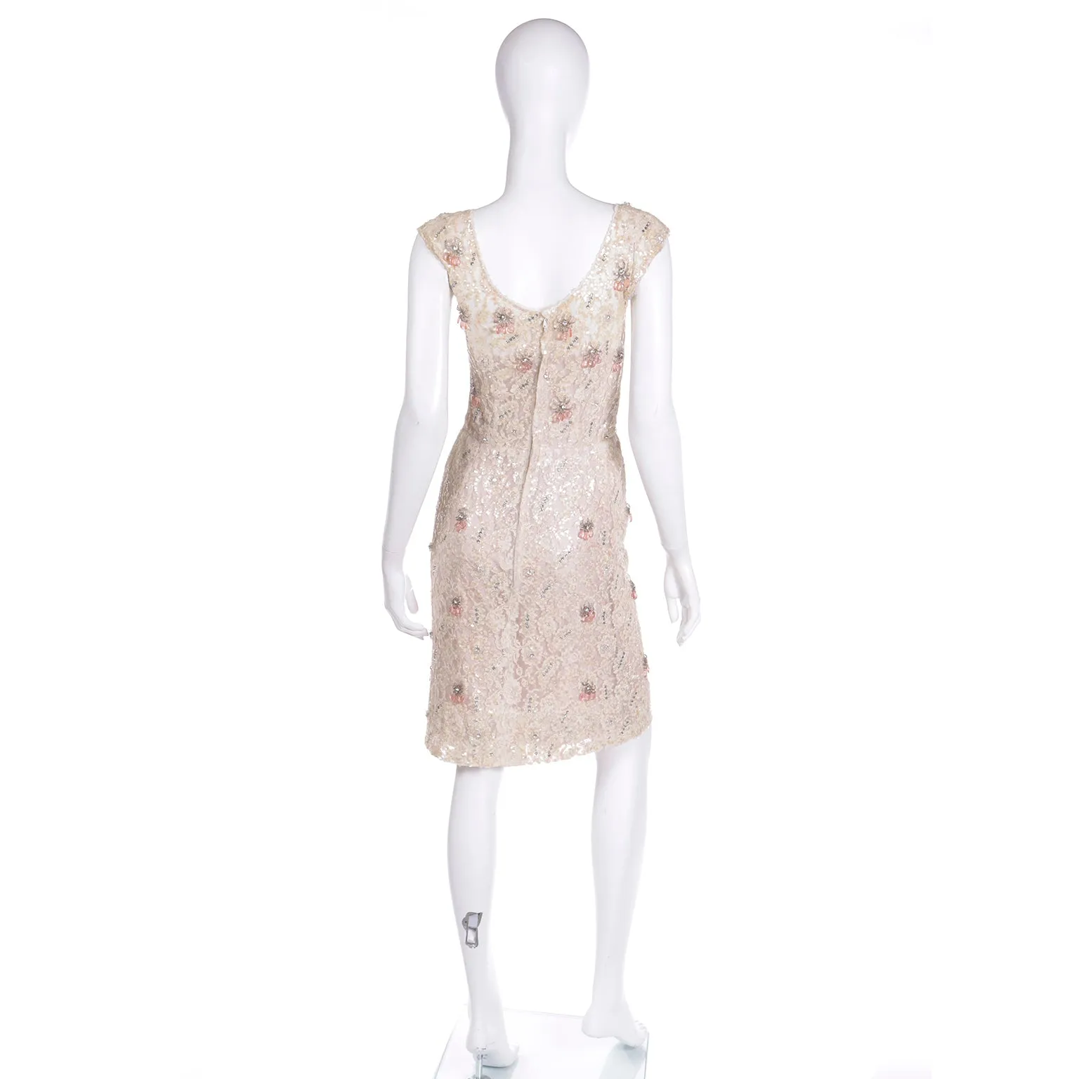 1950s Karen Stark for Harvey Berin Beaded Lace Dress