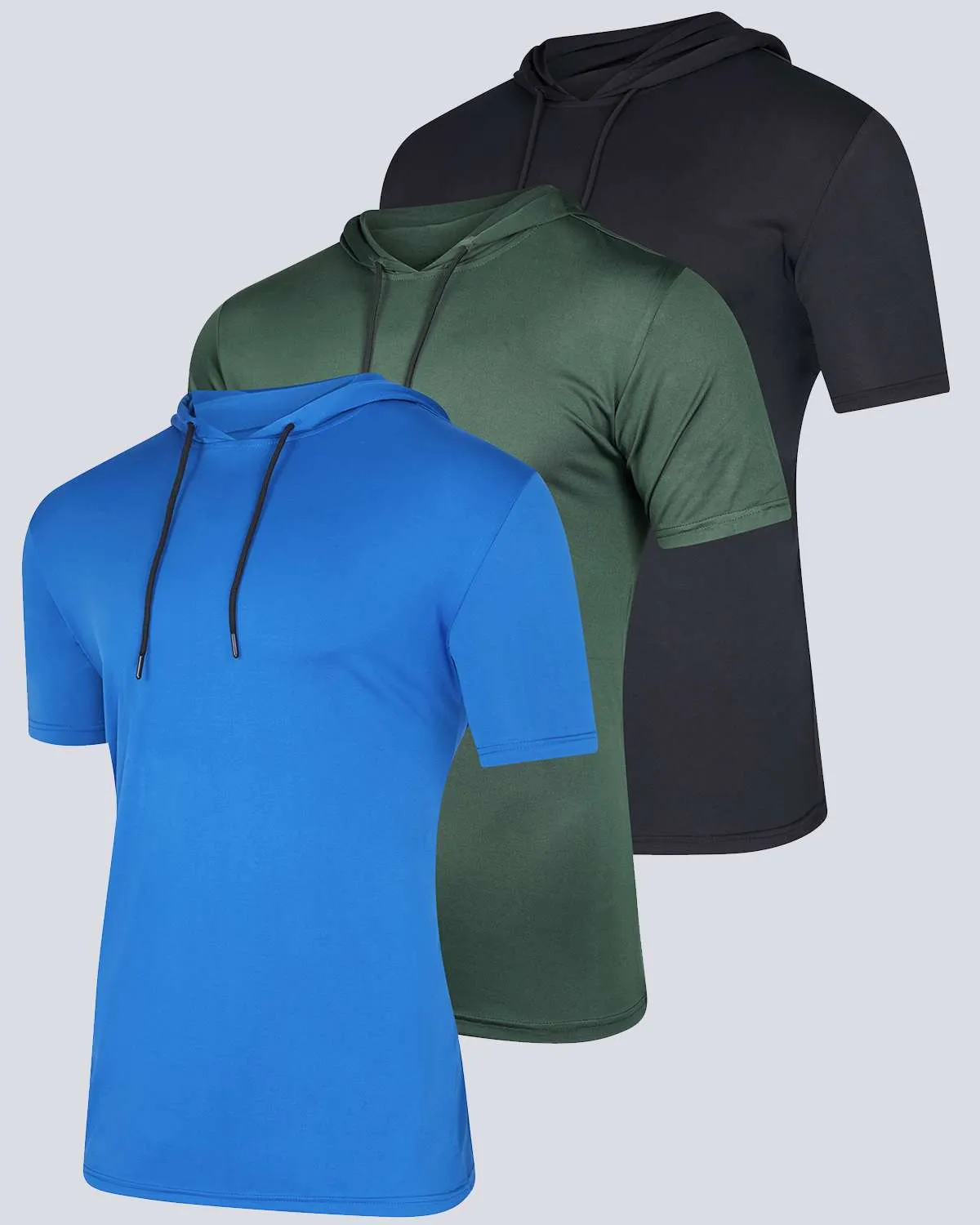 3 Pack: Mens Dry Fit Short Sleeve Active Hoodie Pullover (Available In Big & Tall)