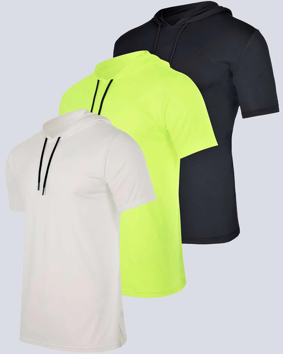 3 Pack: Mens Dry Fit Short Sleeve Active Hoodie Pullover (Available In Big & Tall)