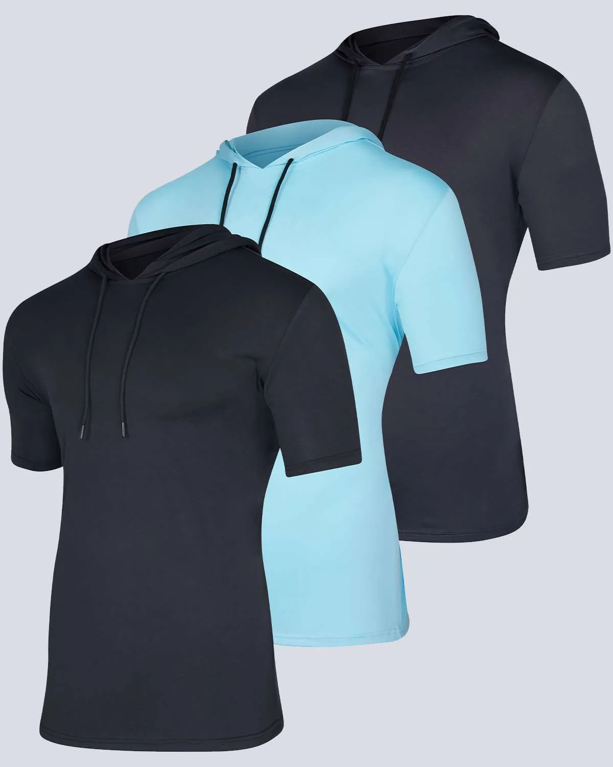 3 Pack: Mens Dry Fit Short Sleeve Active Hoodie Pullover (Available In Big & Tall)