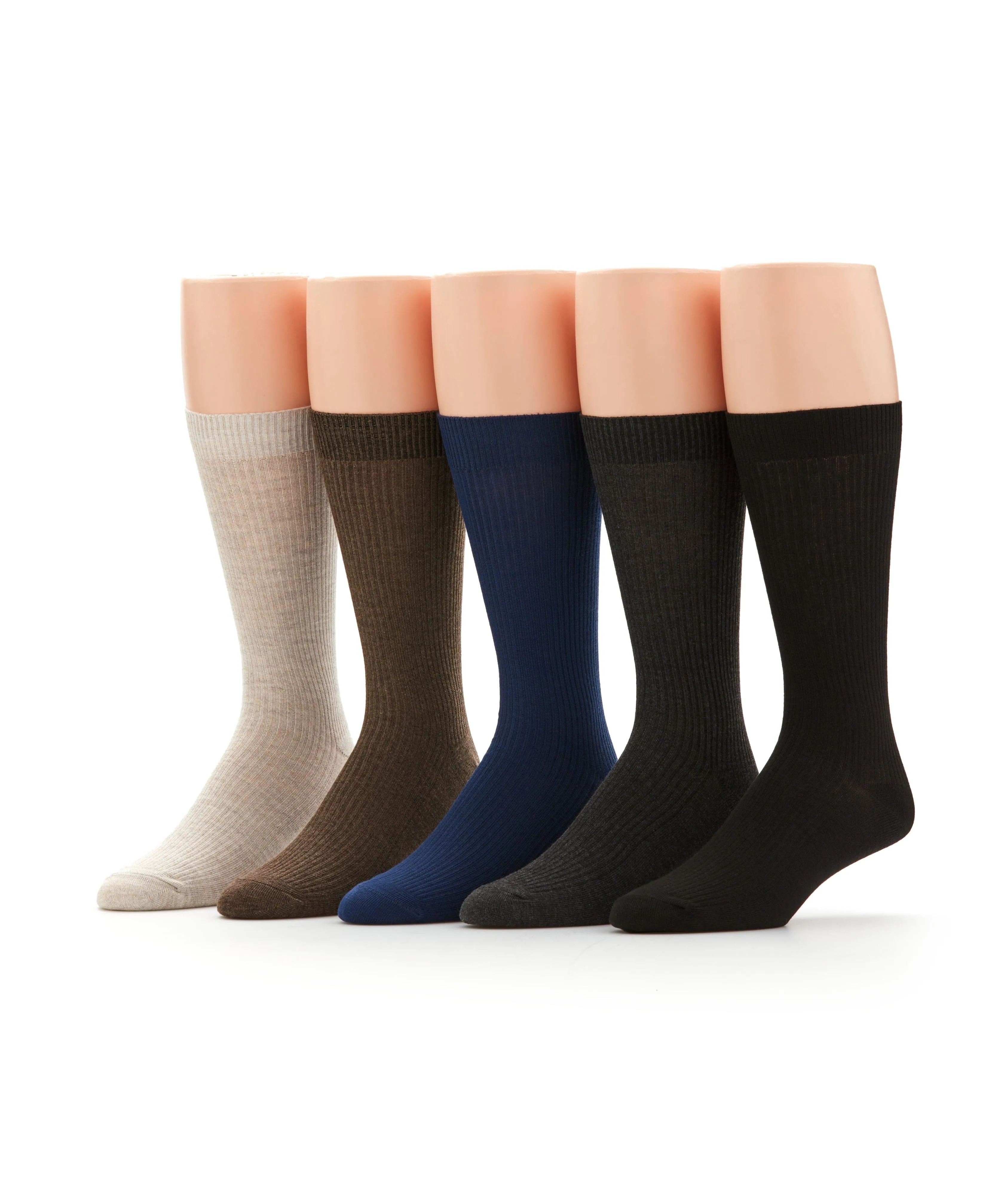 5 Pack Ribbed Crew Socks