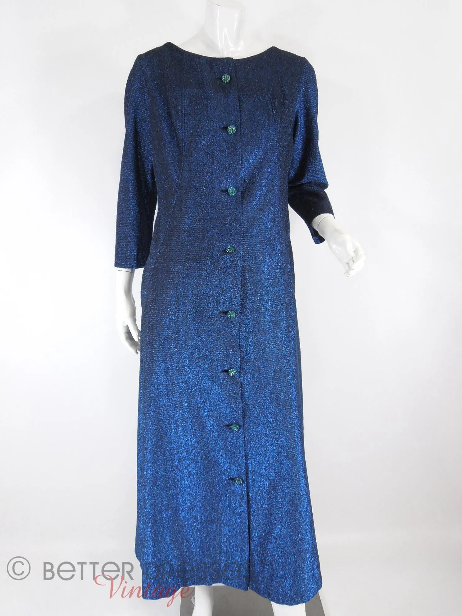 60s Maxan Duster Coat in Sparkly Blue - med, lg