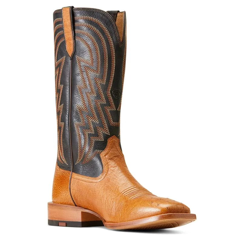 Ariat Men's Haywire Antique Tan Smooth Quill Ostrich Square Toe Exotic Cowboy Boots 10046954