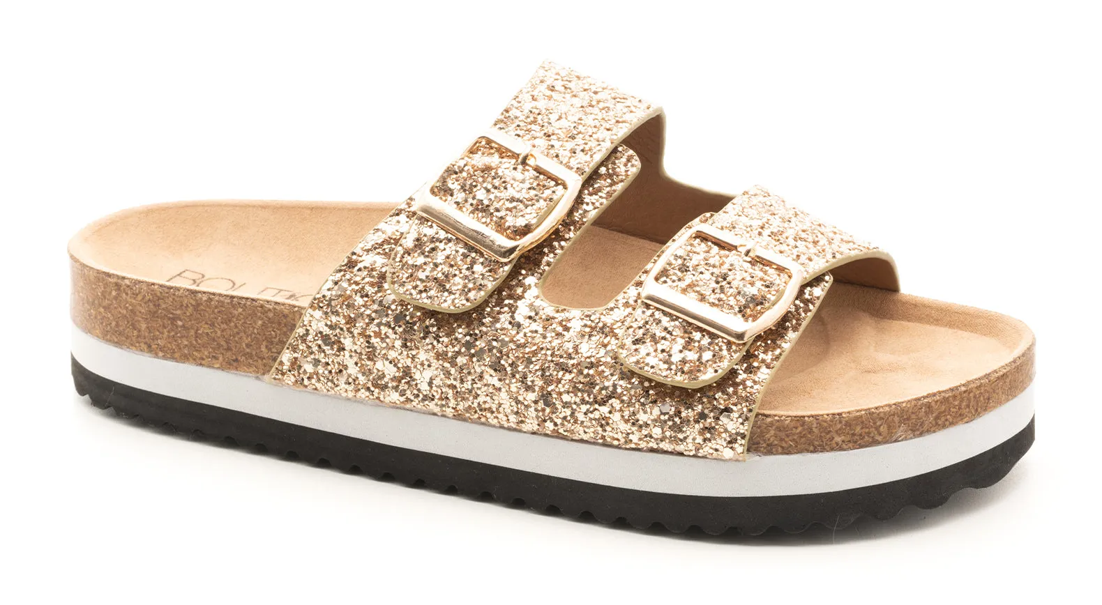 Beach Babe Gold Glitter Slide