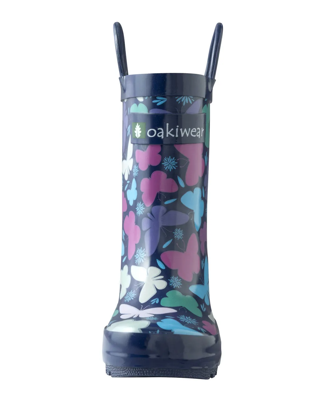 Bright Butterflies Loop Handle Rubber Rain Boots