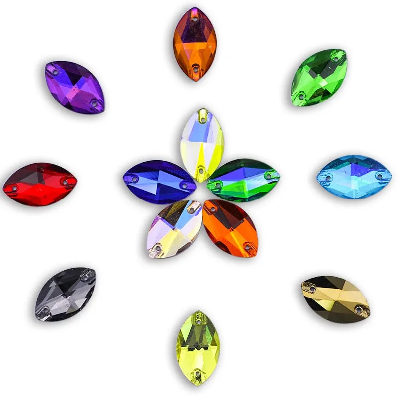 #C002 Sew or Glue On Rhinestone For Costumes or Craft- Leaf Shape Flatback Crystal Rhinestone