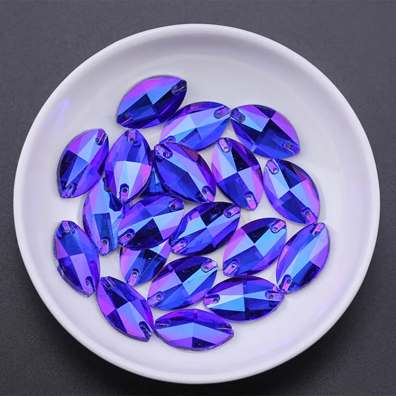 #C002 Sew or Glue On Rhinestone For Costumes or Craft- Leaf Shape Flatback Crystal Rhinestone