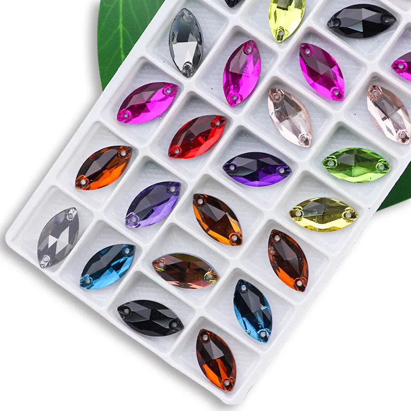 #C335 Sew On Leaf Shape Flatback Crystal Rhinestones- Crafts-Costumes