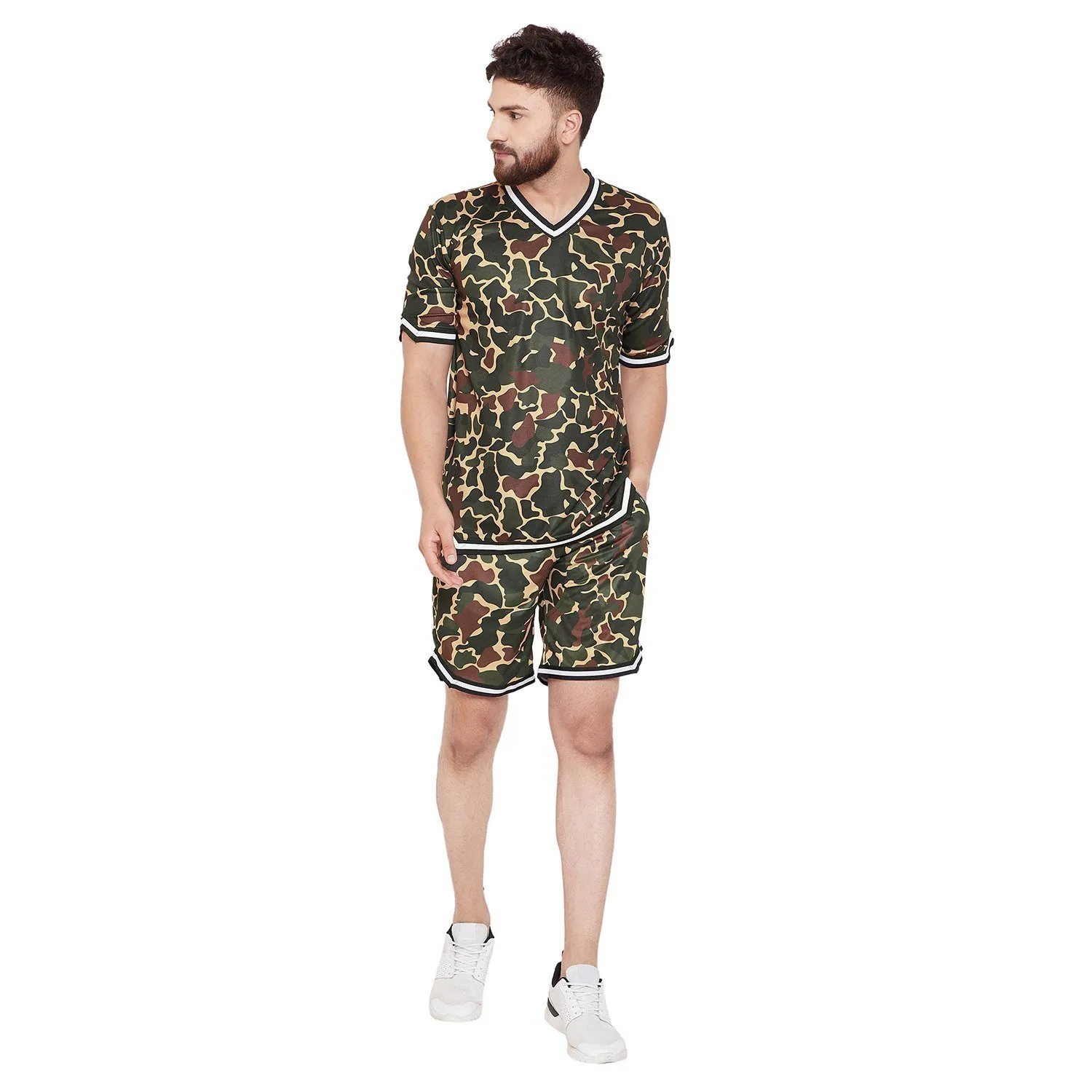 Camo Mesh BasketBall Tshirt and Shorts Combo Suit