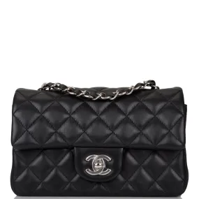 Chanel Black Quilted Lambskin Rectangular Mini Classic Flap Bag Silver Hardware