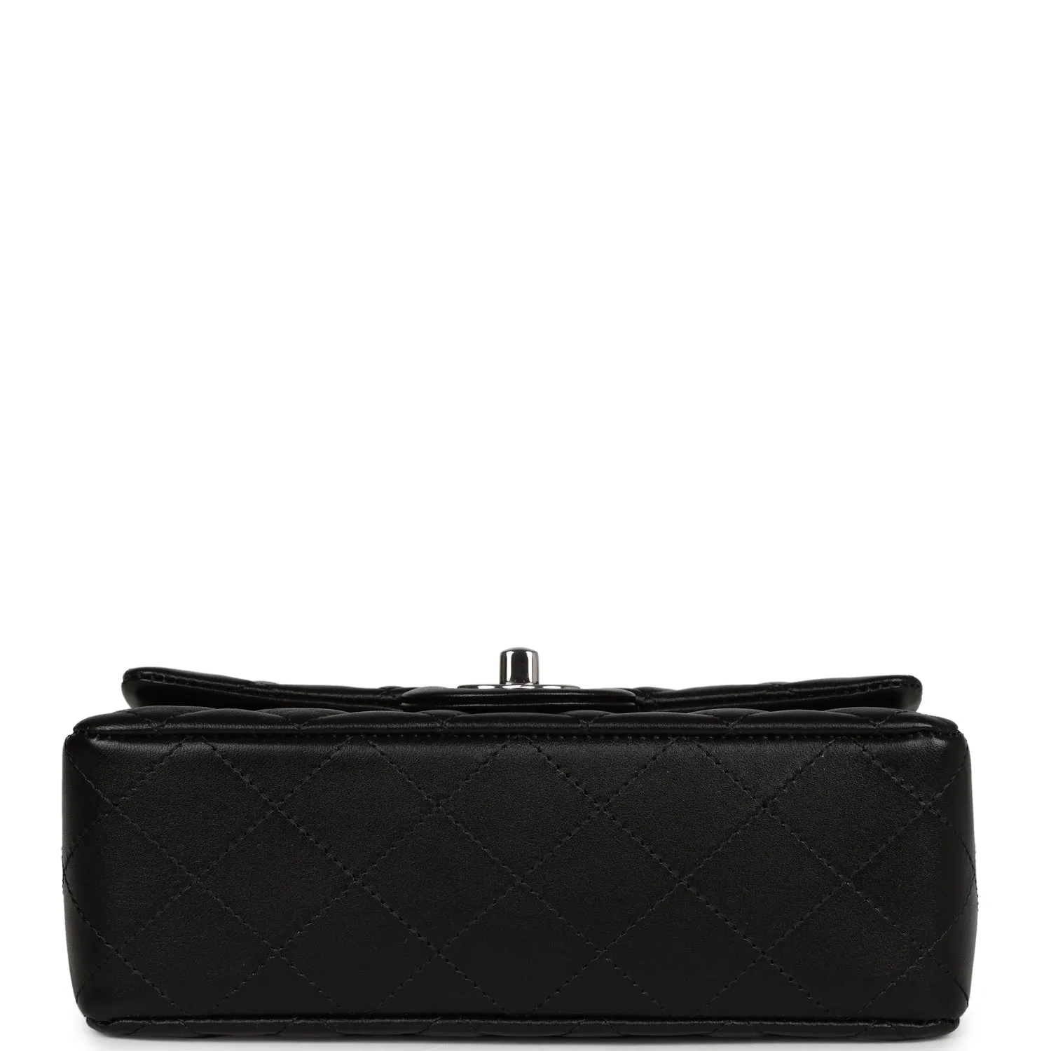 Chanel Mini Rectangular Flap Bag Black Lambskin Silver Hardware