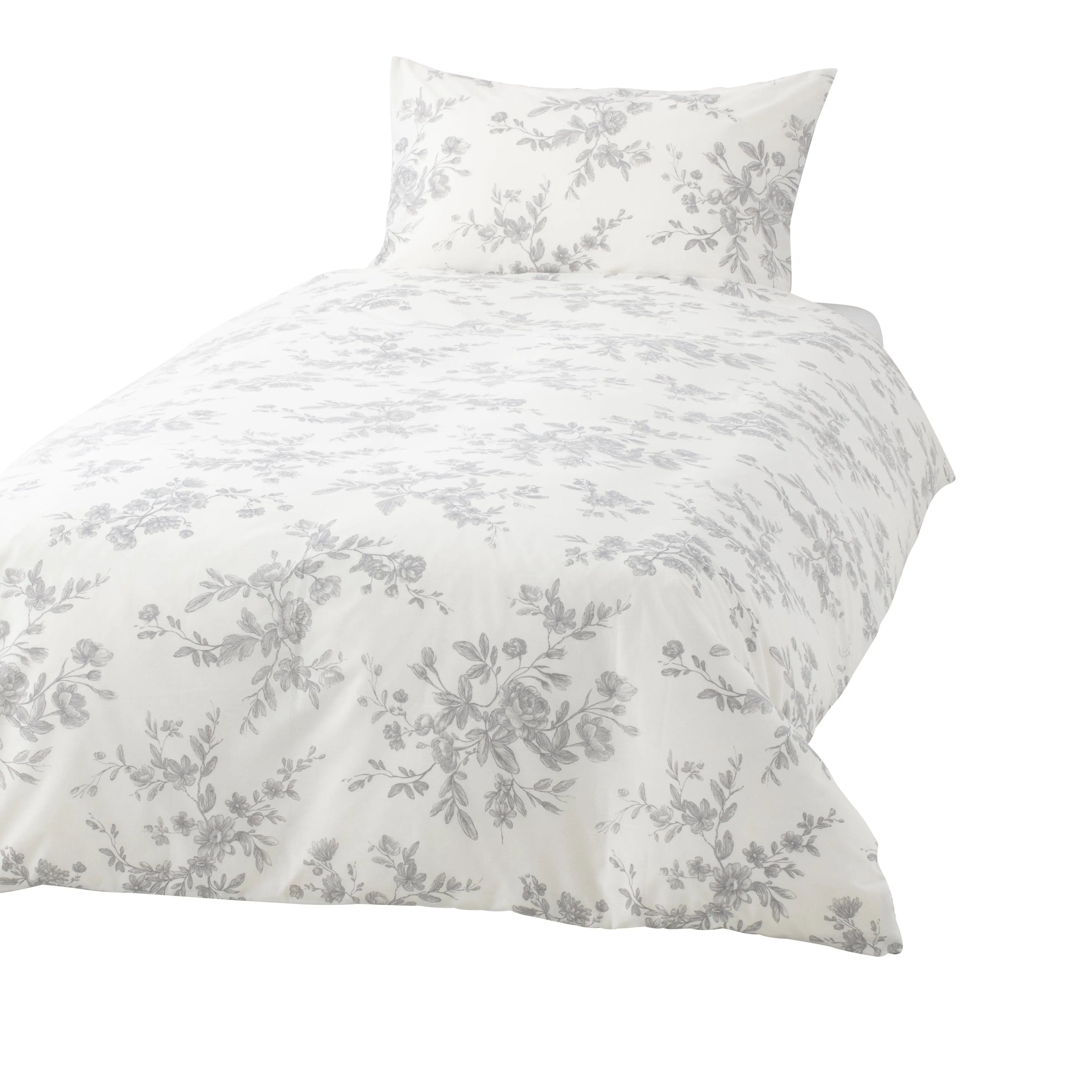 Classic Flower Comforter Case Single Gray