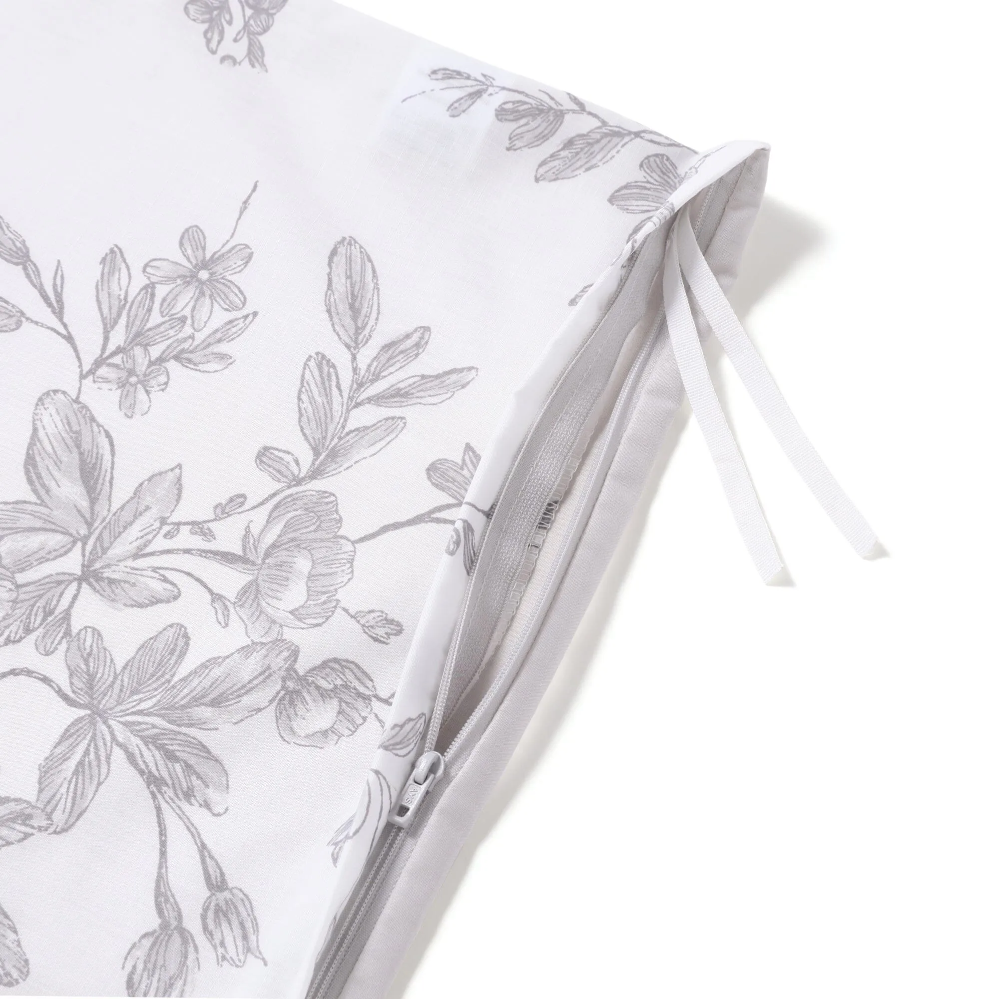 Classic Flower Comforter Case Single Gray