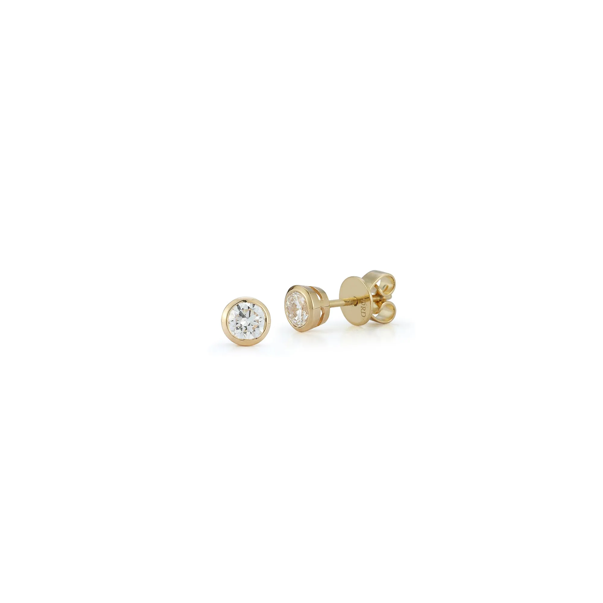 DRD Round Bezel Set Solitaire Studs 0.50 Ct. Total Weight