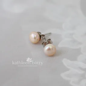 Fresh water pearl studs - Natural pearl warm pink with Sterling silver - Sizes 7mm limited stock