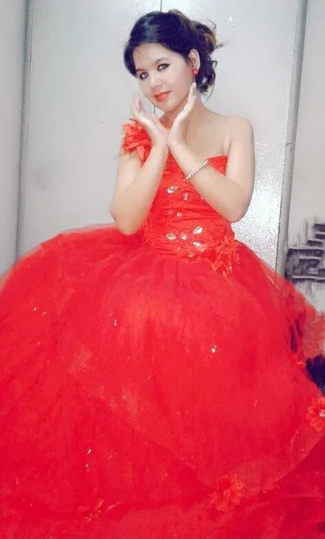 G158, Red Ball Gown One Shoulder, Size (XS-30 to L-38)