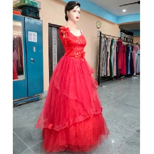 G158, Red Ball Gown One Shoulder, Size (XS-30 to L-38)