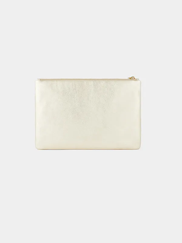 Georgiana Clutch in Light Gold Metallic Nappa