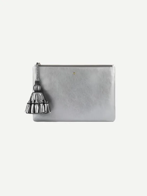 Georgiana Clutch in Steel Metallic Nappa