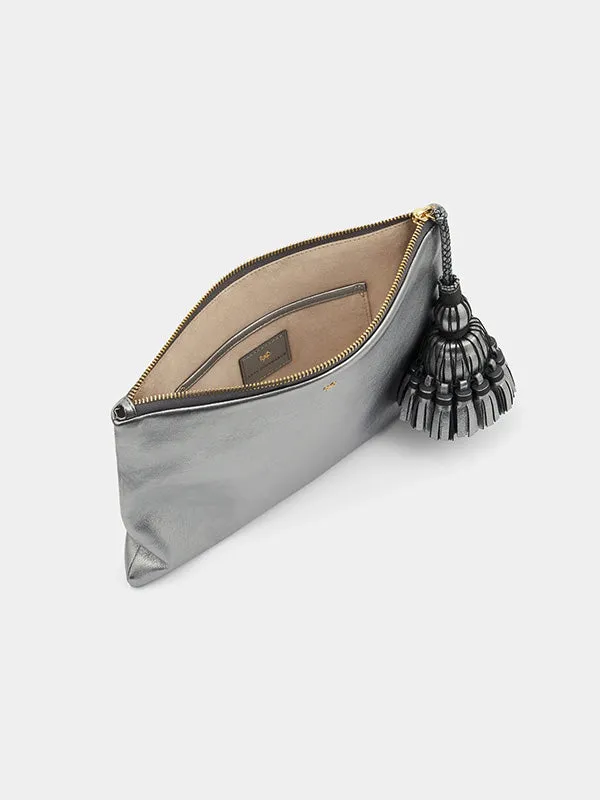 Georgiana Clutch in Steel Metallic Nappa