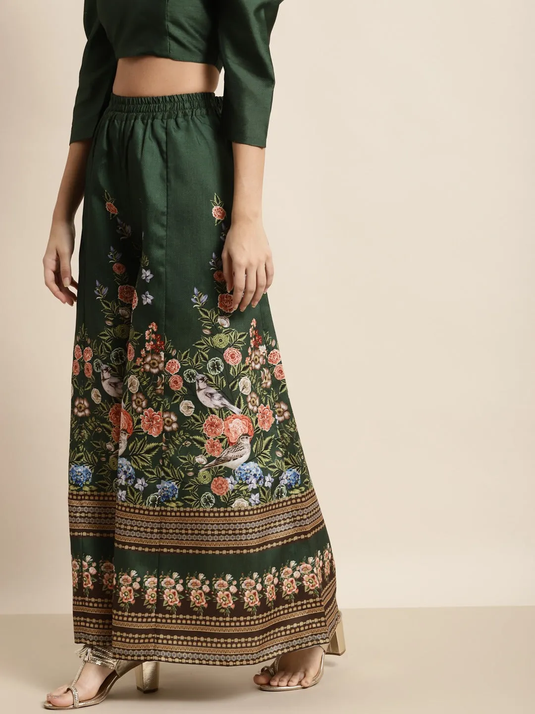 Green Floral Kali Palazzo Pants