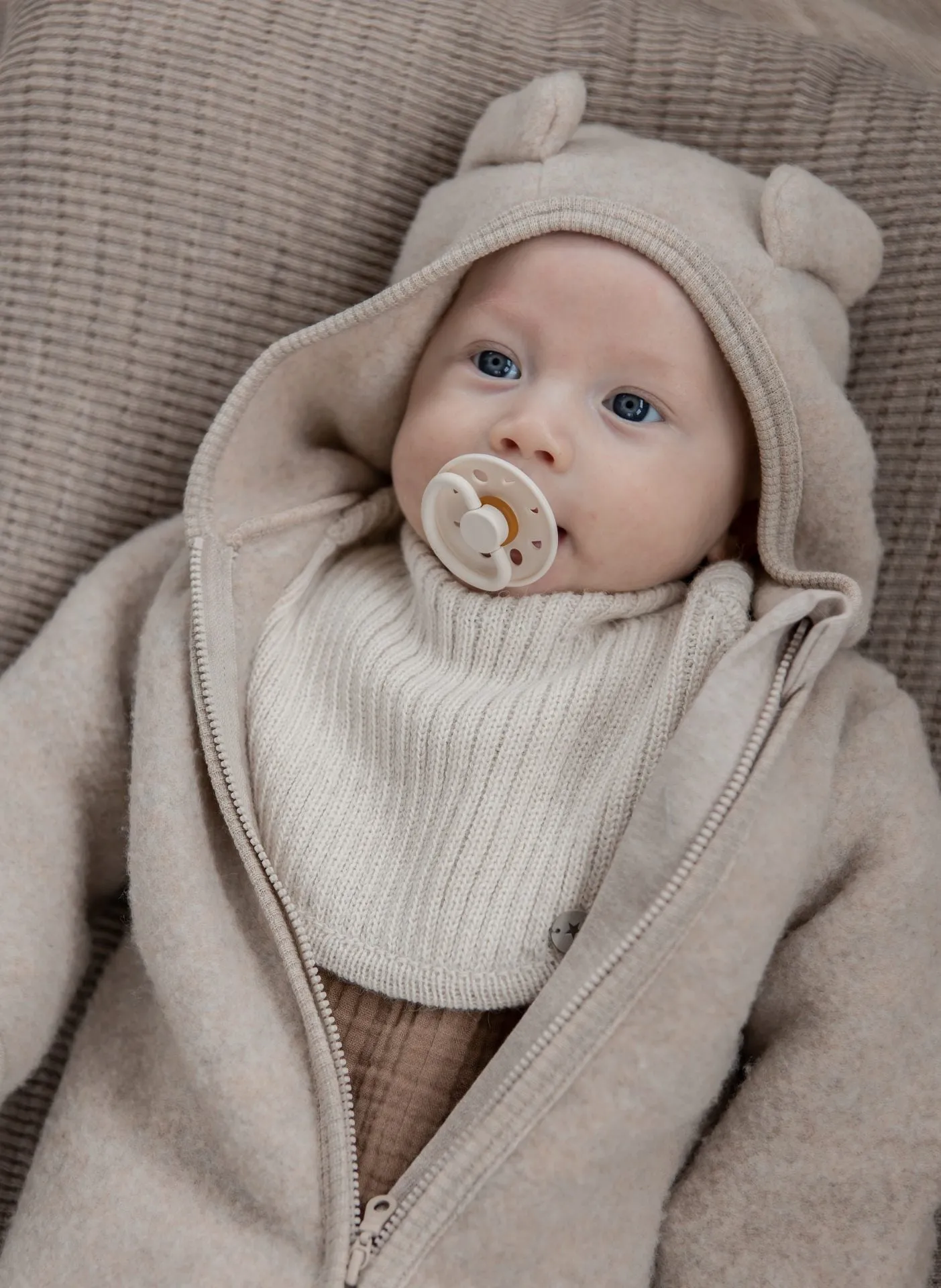 HUTTELIHUT Kids Allie Suit with Ears in Wool Fleece - Ocre