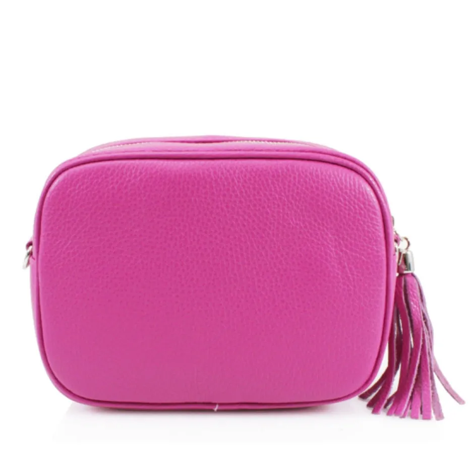 Leather Camera Bag - Fuchsia