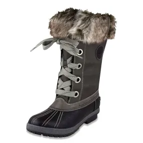 London Fog Melton Two Women's Winter Duck Boots Black Grey