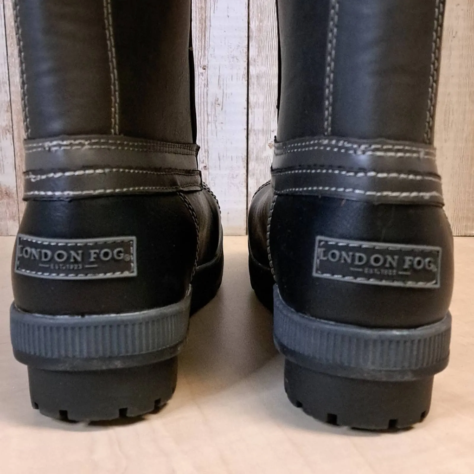 London Fog Melton Two Women's Winter Duck Boots Black Grey