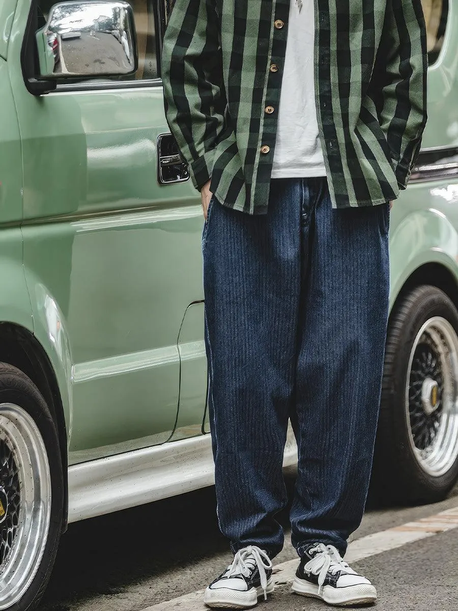 Loose-fitting Drawstring Lantern Denim Pants