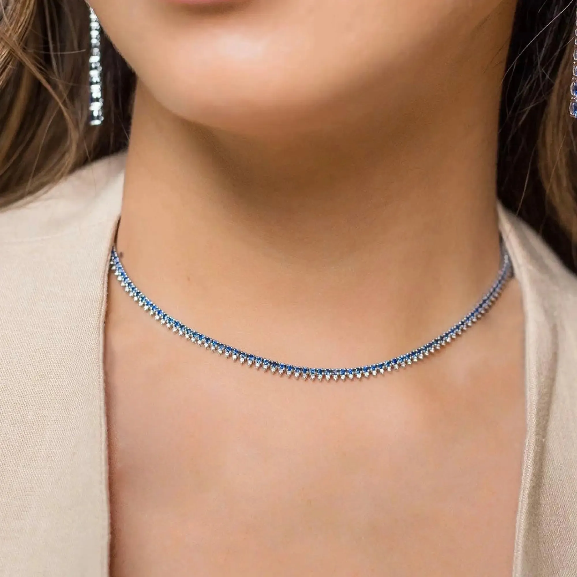 Lorena Blue Sapphire Tennis Necklace