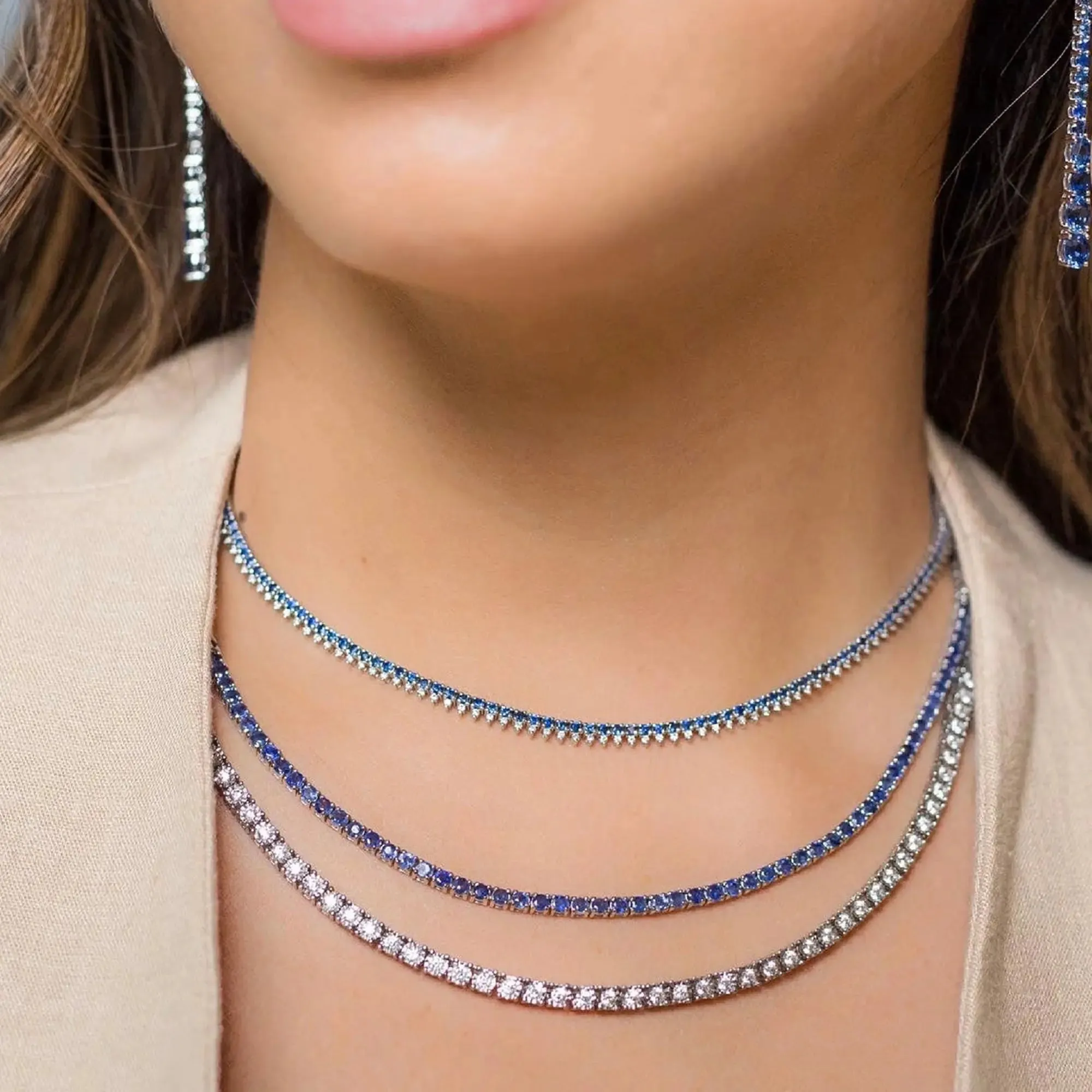 Lorena Blue Sapphire Tennis Necklace