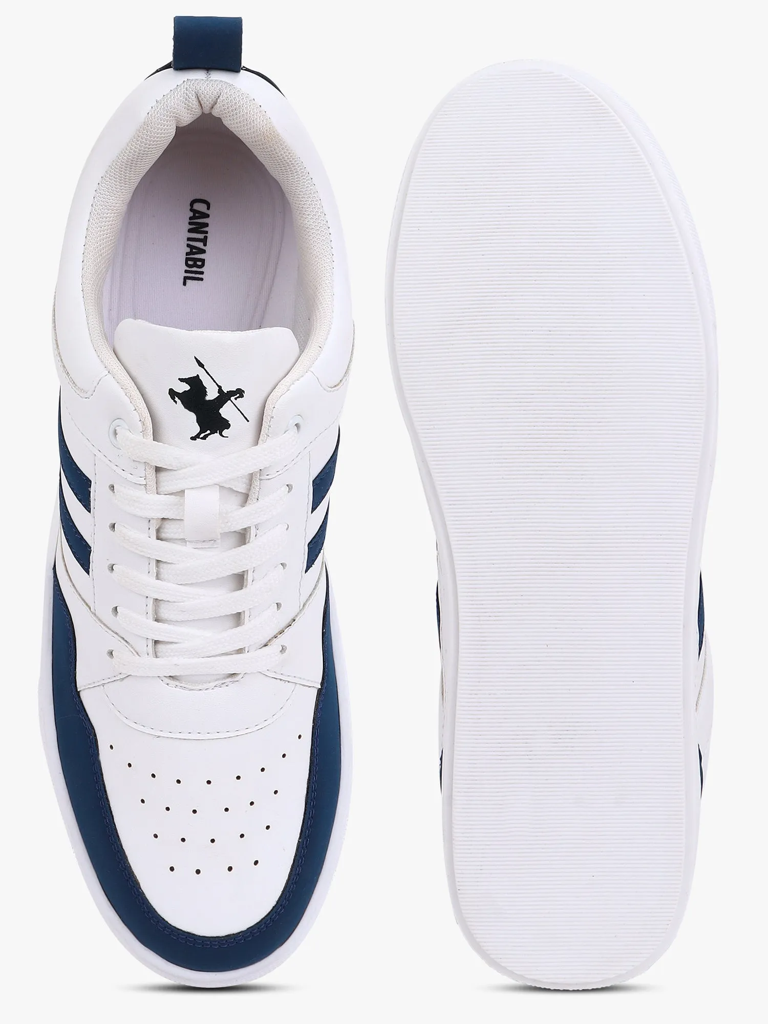 Men's White Solid Lace-Up Casual Sneakers