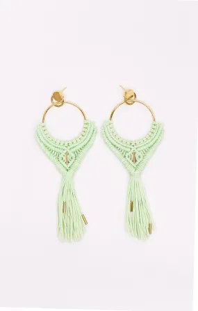 Mint Handwoven Boho Earrings