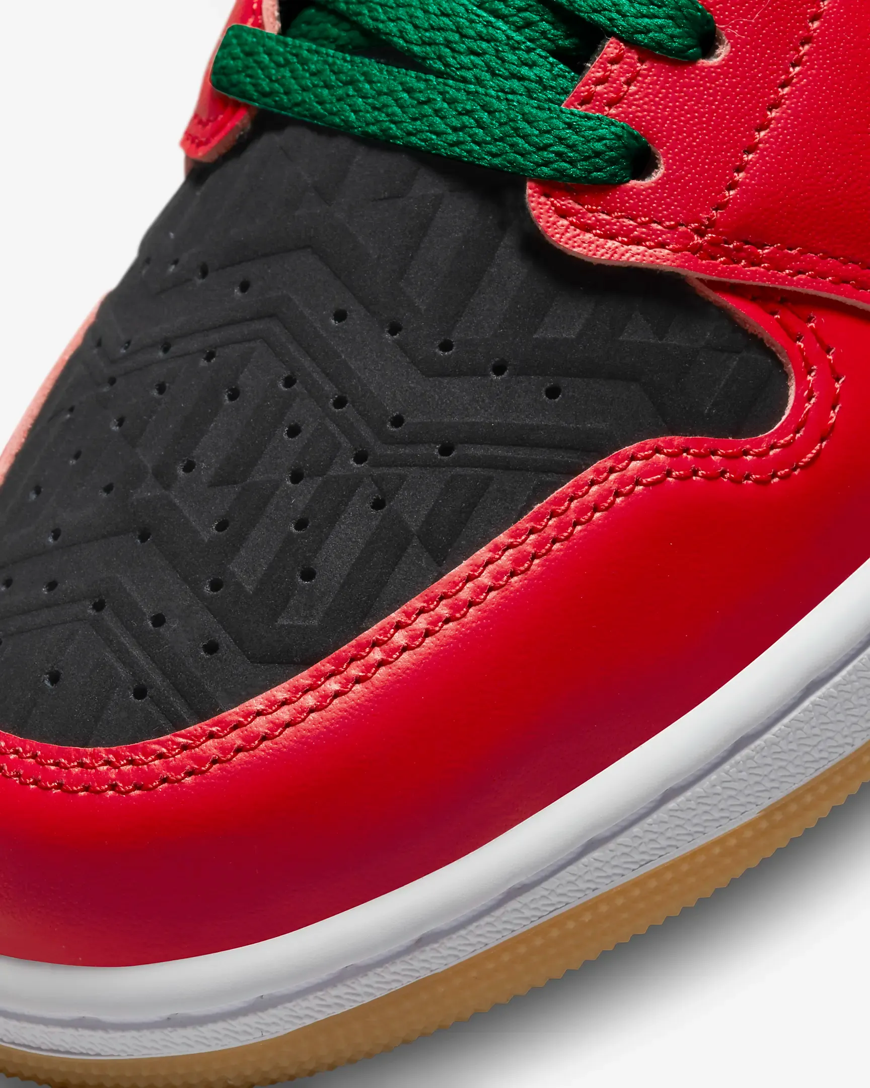 Nike Men's Air Jordan 1 Mid SE Shoes - Black / White / Malachite / Fire Red