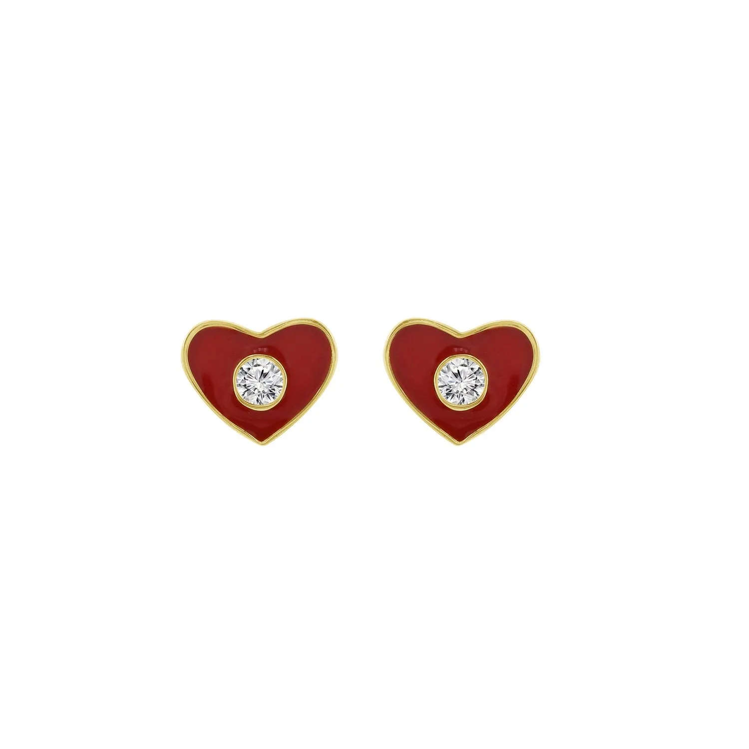 Red Enamel Stud Earrings