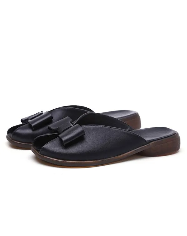 Summer Leather Bowknot Beach Slippers